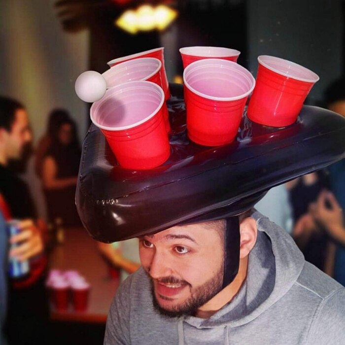 Inflatable Ping Pong Cup Hat Rings Toss Game