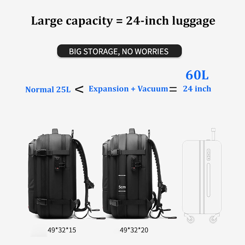 Expanable Travel Business Backpacks Laptop With Valve Vacuum Compression
