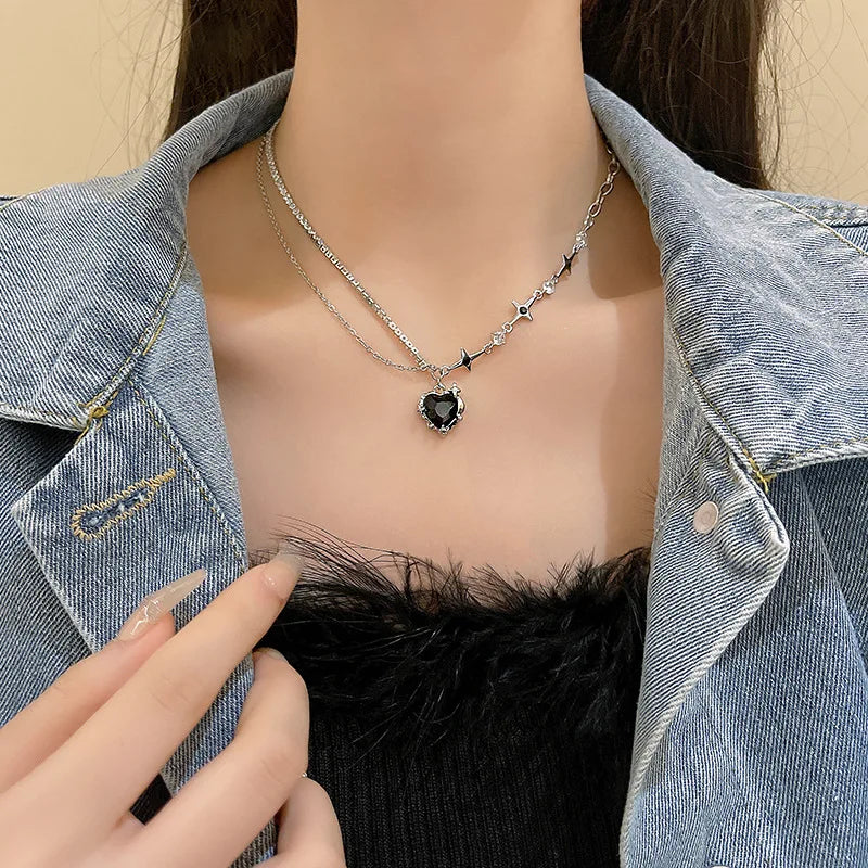 Rhinestone Asymmetric Pendant Necklace