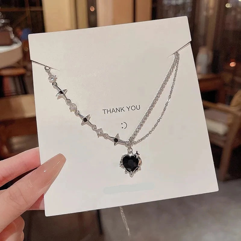 Rhinestone Asymmetric Pendant Necklace