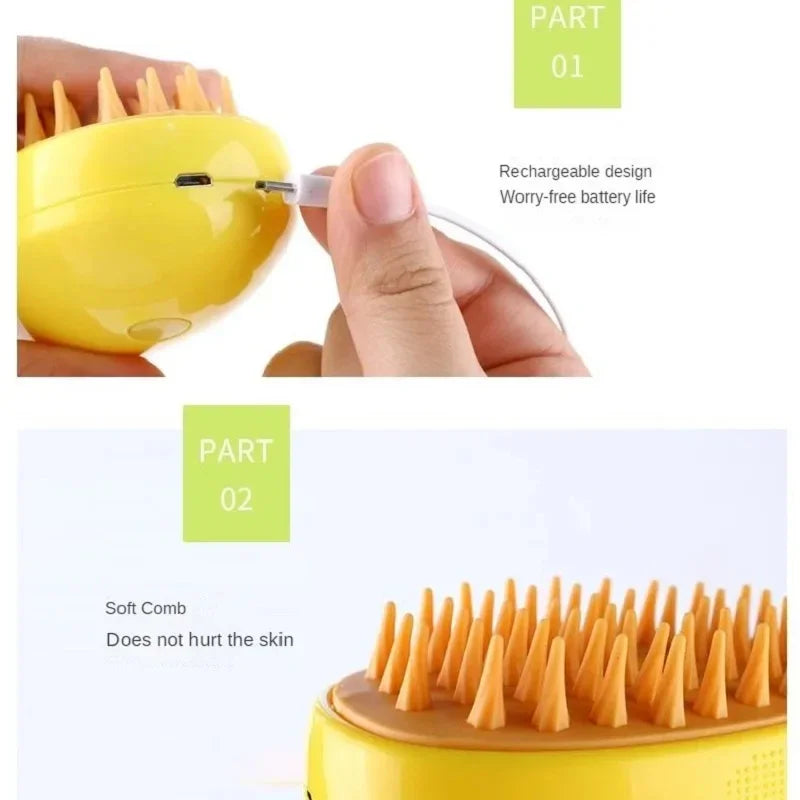 Steam Brush Pet 3-in-1 Rechargable Brush