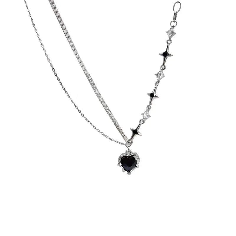Rhinestone Asymmetric Pendant Necklace