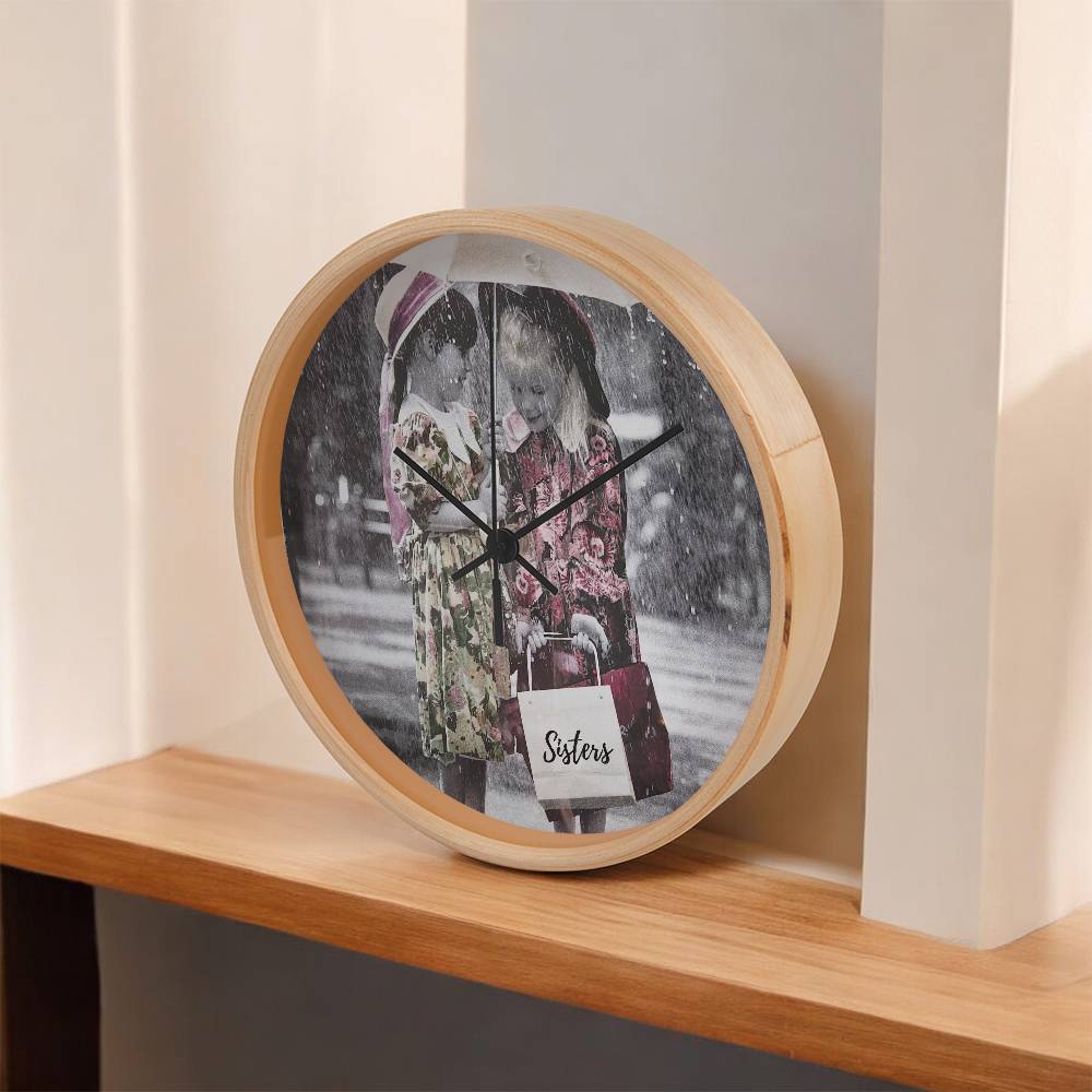 Sisters Wall Clock | Vintage Photo Design | Gift for Sister | Friendship Home Decor | Unique Keepsake Clock for Sistersk
