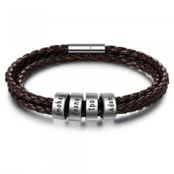 Personalized Braided Genuine Leather Bracelet