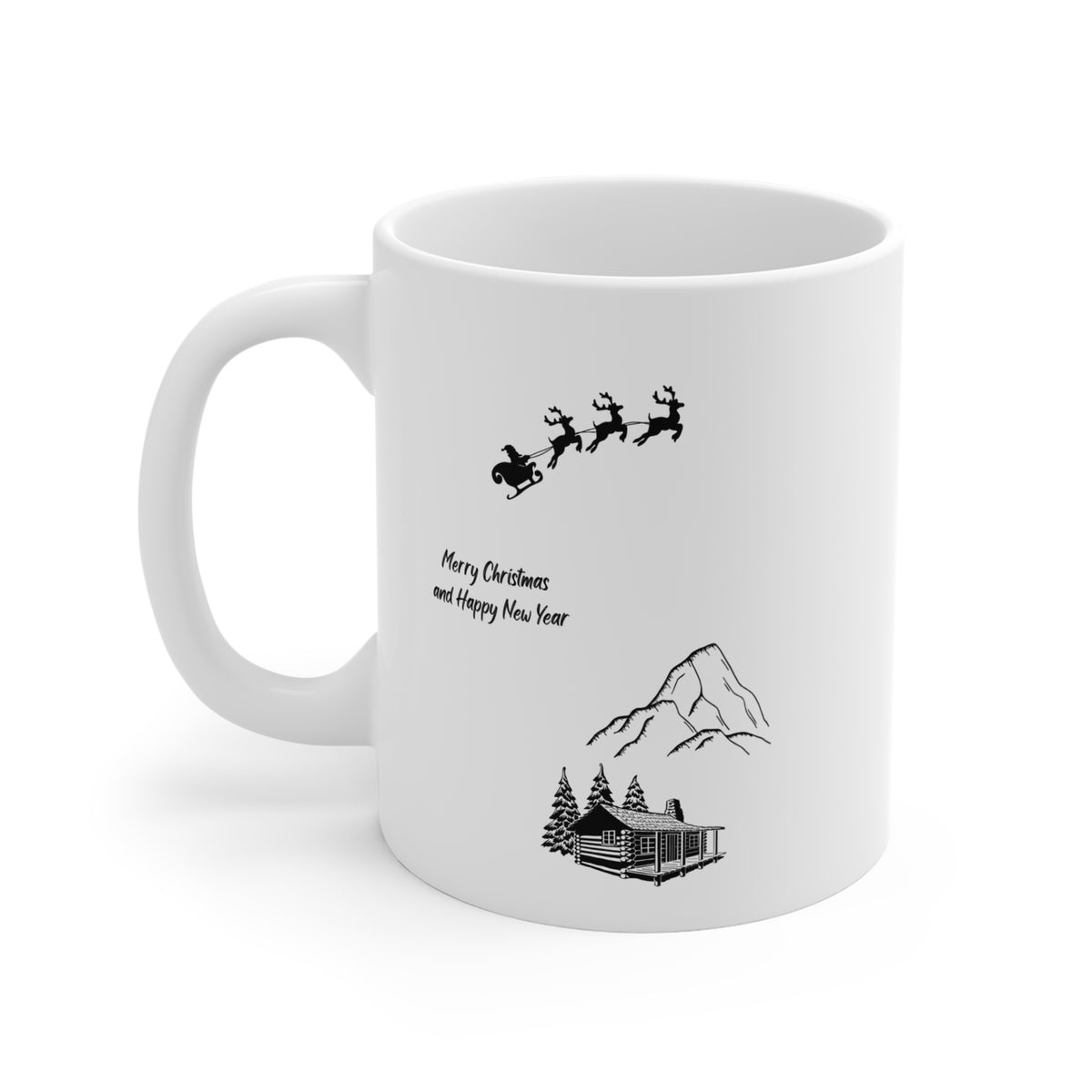 Reindeers and Santa Holiday Mug 11oz