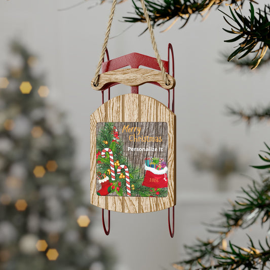 Personlized Christmas Sled Ornaments