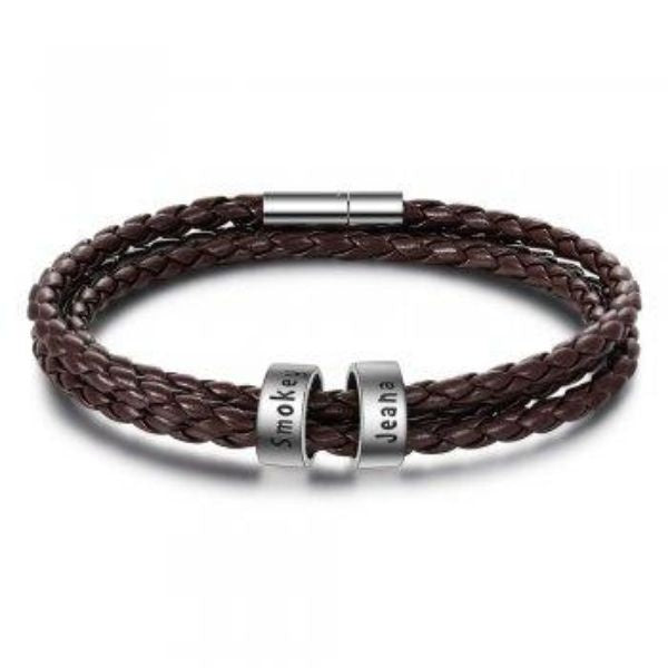 Personalized Braided Genuine Leather Bracelet