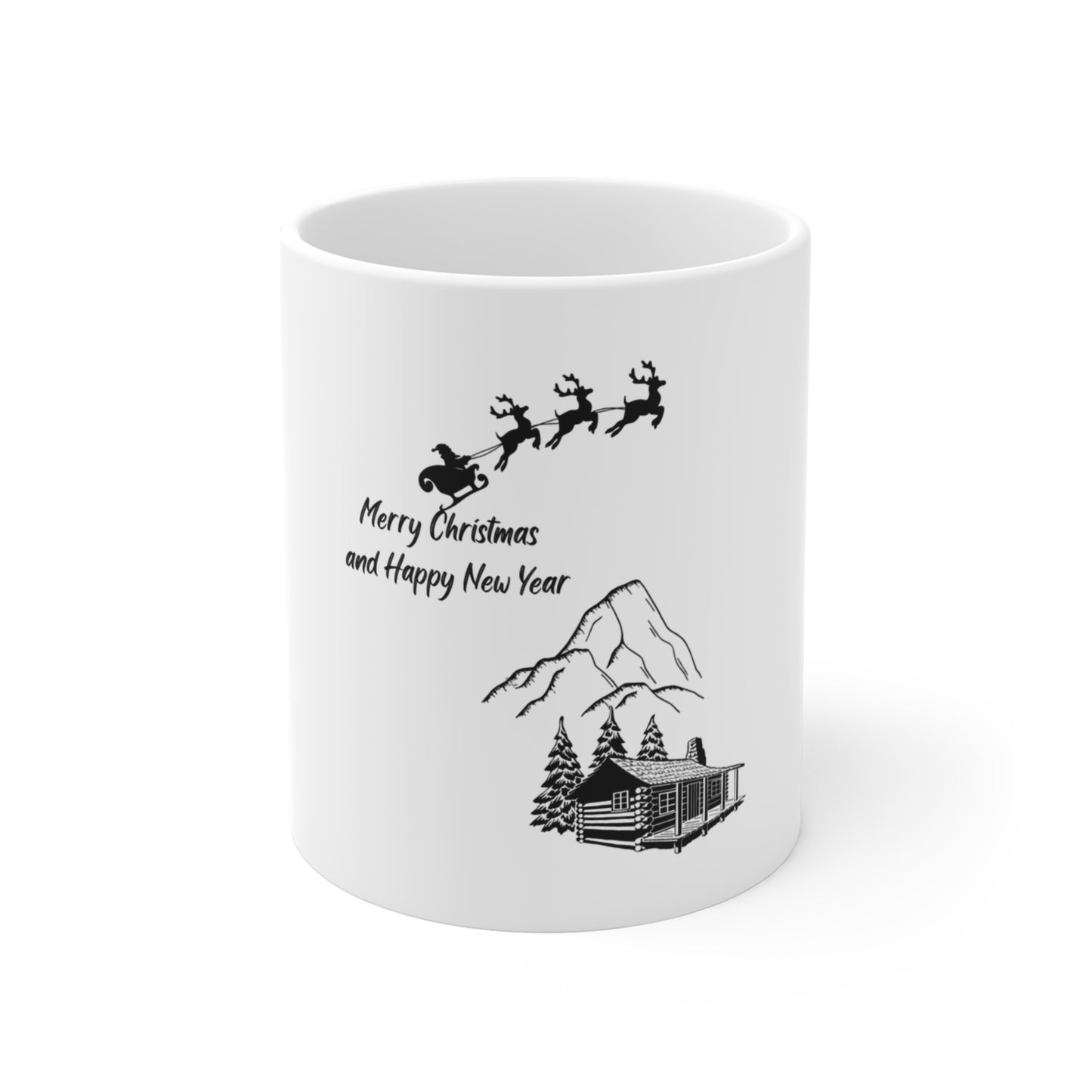 Reindeers and Santa Holiday Mug 11oz