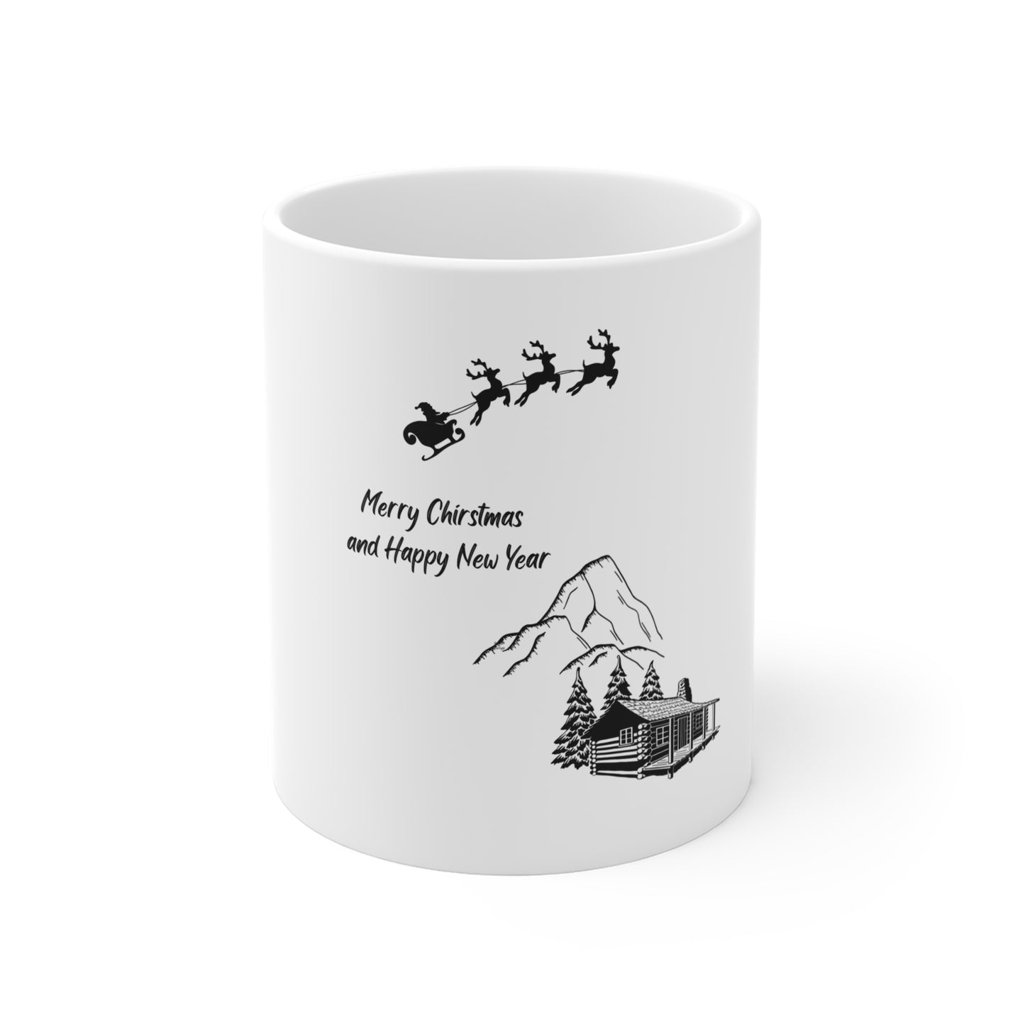 Holiday Coffee Mug 11oz Black White