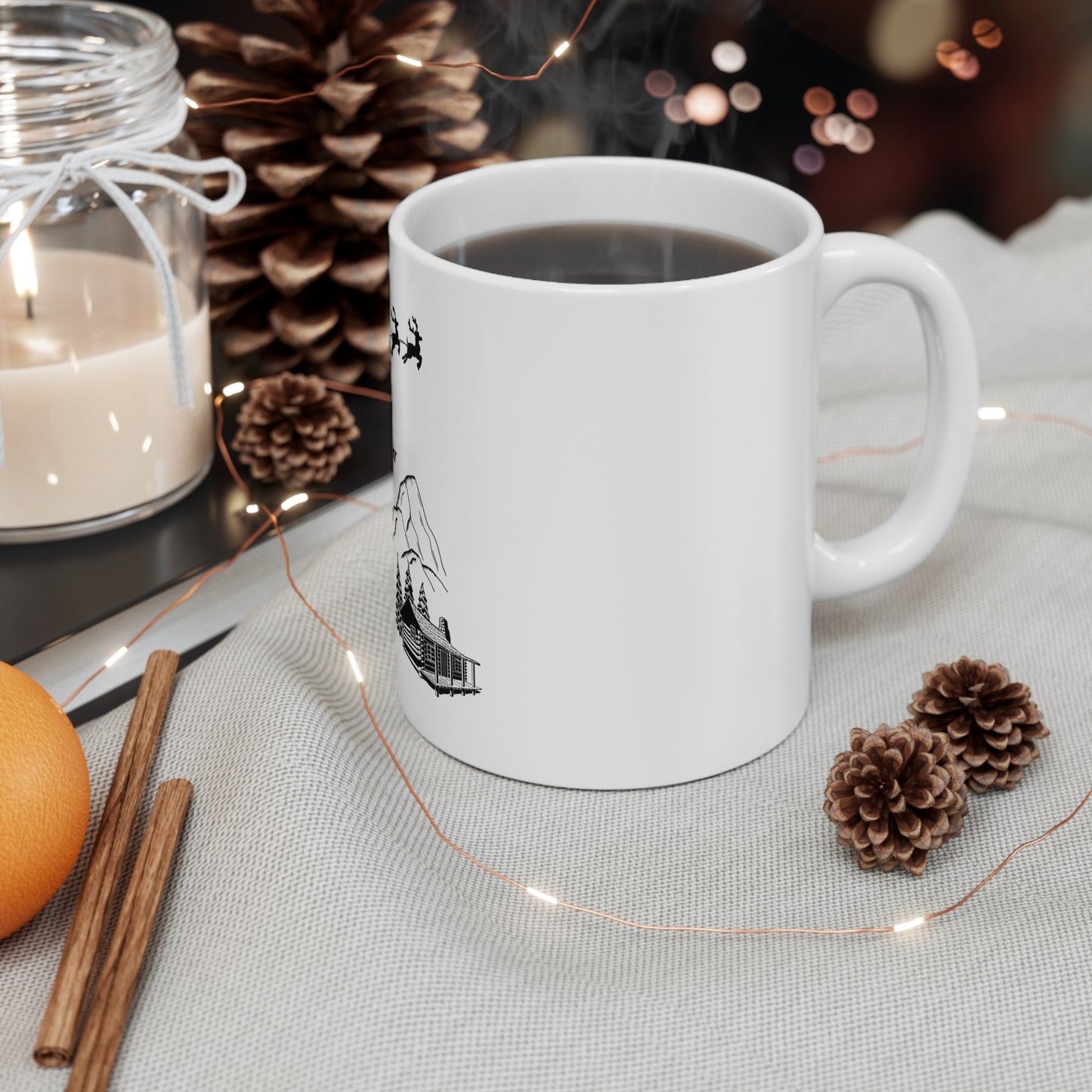 Reindeers and Santa Holiday Mug 11oz