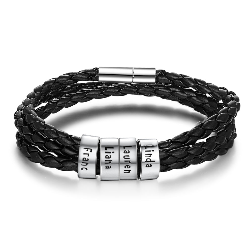 Personalized Braided Genuine Leather Bracelet