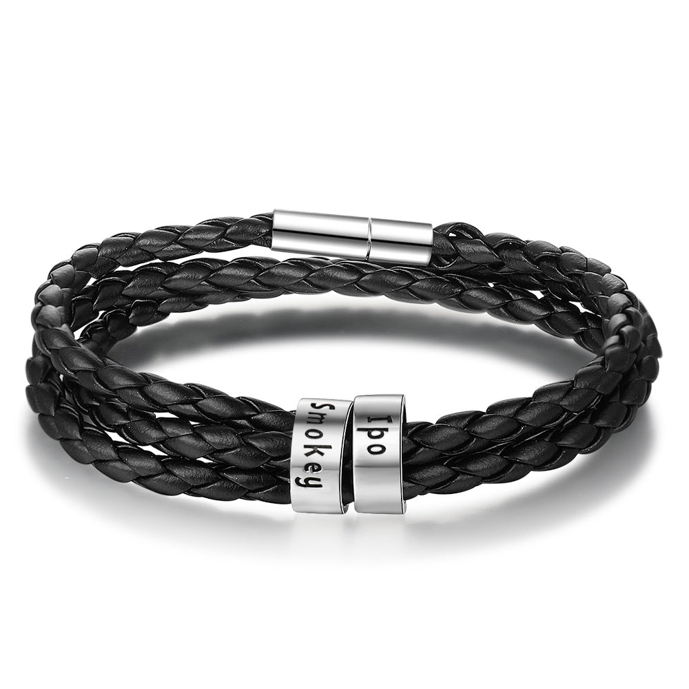 Personalized Braided Genuine Leather Bracelet