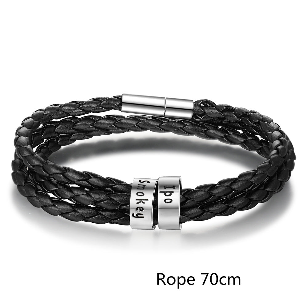 Personalized Braided Genuine Leather Bracelet