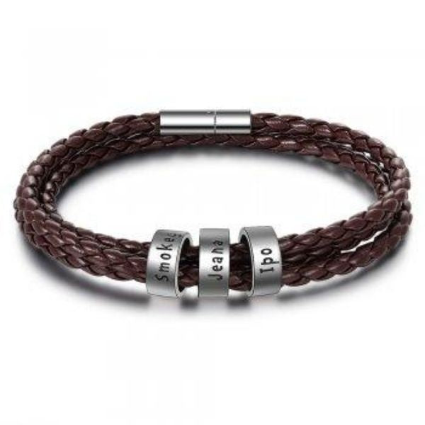 Personalized Braided Genuine Leather Bracelet