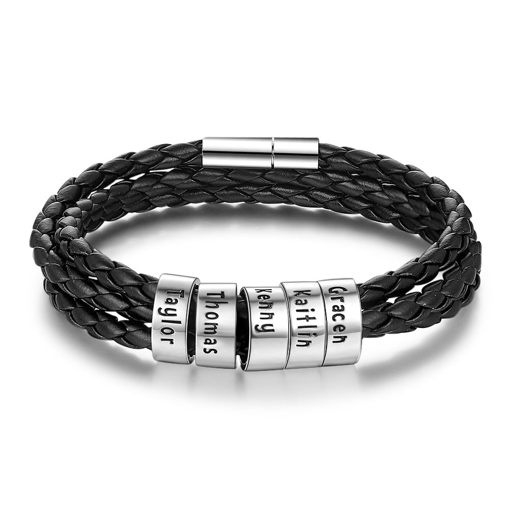 Personalized Braided Genuine Leather Bracelet