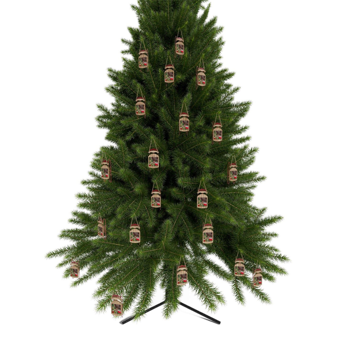 Gray Sled Ornaments Happy Holidays
