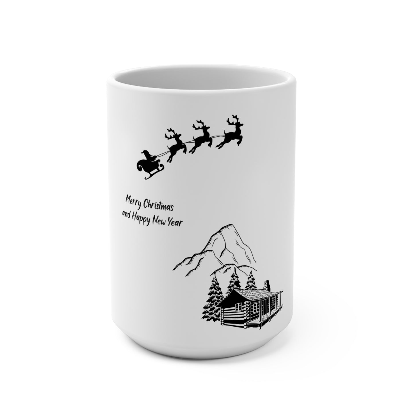 Holiday Coffee Mug 15oz Black & White