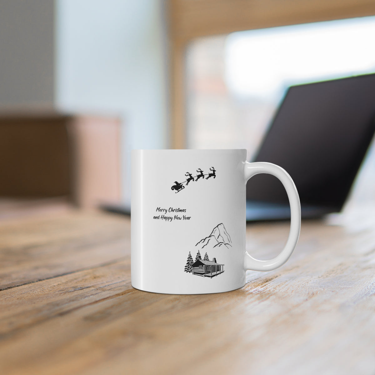 Reindeers and Santa Holiday Mug 11oz