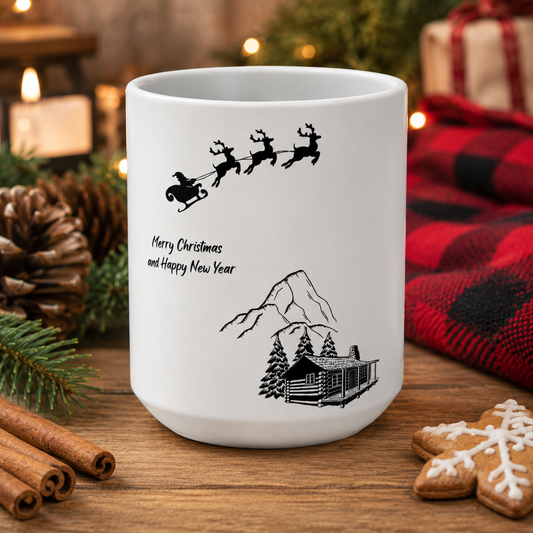 Holiday Coffee Mug 15oz Black & White