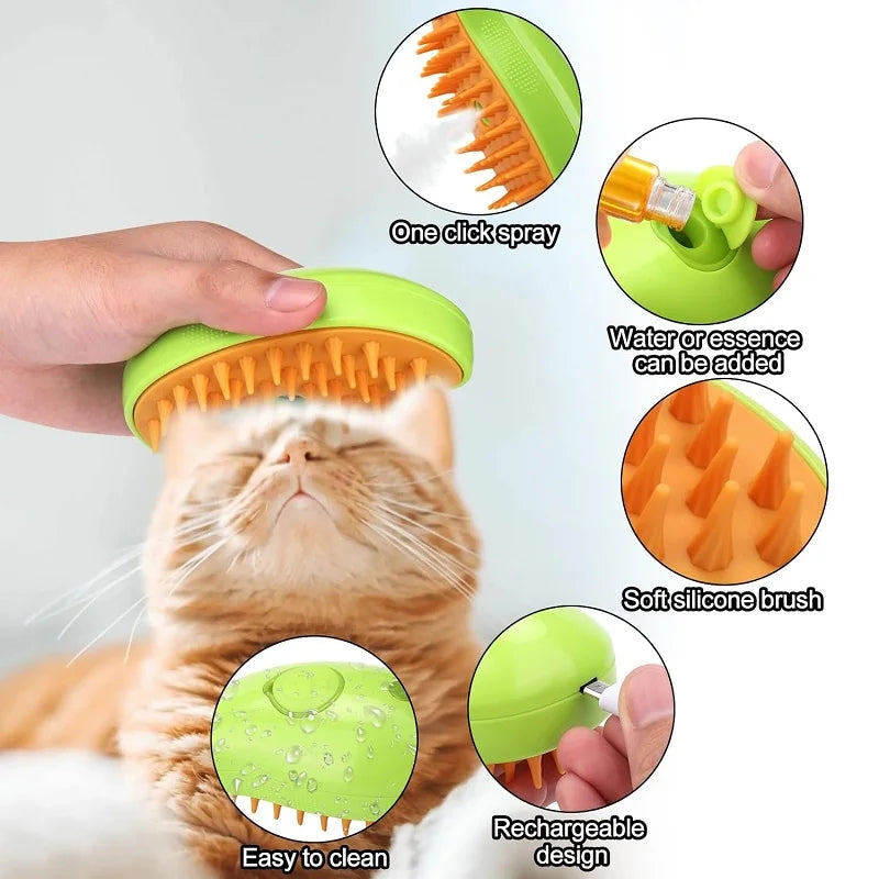 Steam Brush Pet 3-in-1 Rechargable Brush