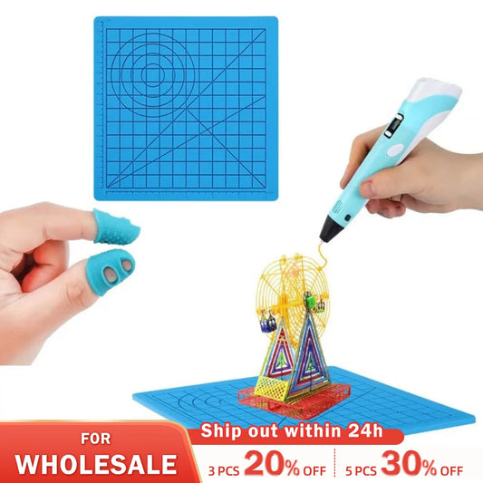 Templated Silicone Drawing Mat and Heat-proof Finger Sleeve For 3D Drawing Pen