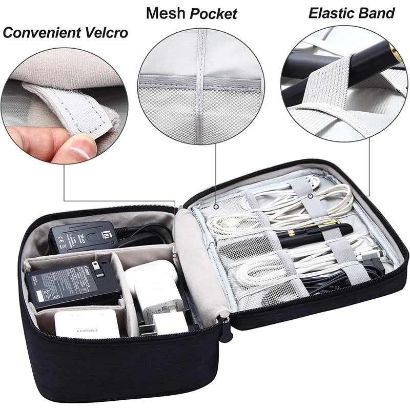 Portable Digital Storage Bag USB Gadget Waterproof Cable Organizer Pouch