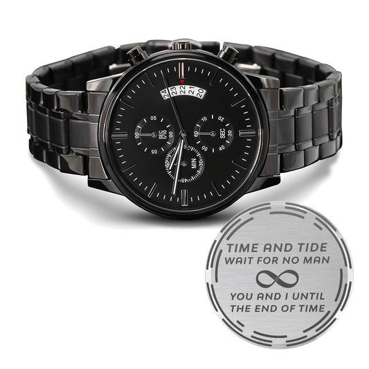 Until The End of Time Engraved Chronograph Watch