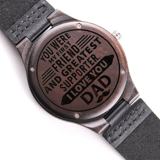 Greatest Supporter Dad Engraved Wooden Watch