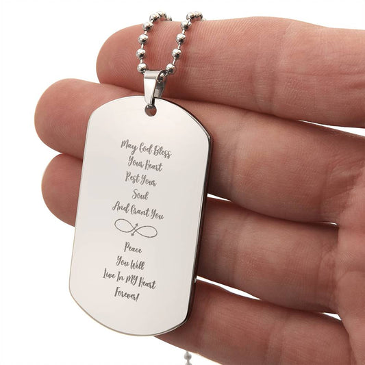 Personalized Live Forever In My Heart Dog Tag Necklace