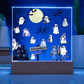 Halloween Party Acrylic LED Night Light Wooen Base Square Plaque
