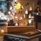 Halloween Party Acrylic LED Night Light Wooen Base Square Plaque