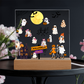 Halloween Party Acrylic LED Night Light Wooen Base Square Plaque