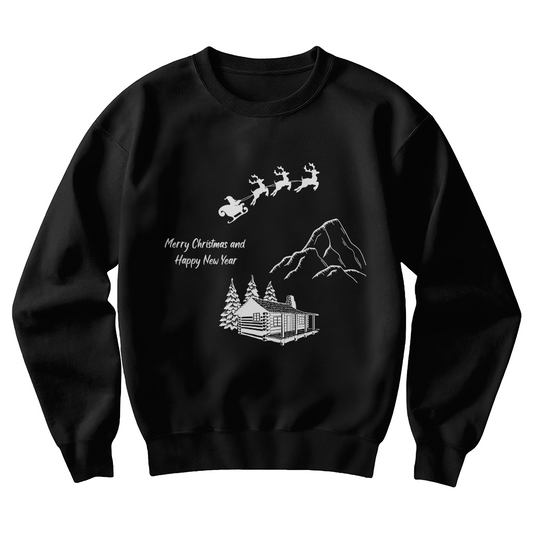 Merry Christmas Happy New Year Black Sweatshirt