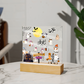 Halloween Party Acrylic LED Night Light Wooen Base Square Plaque