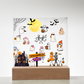 Halloween Party Acrylic LED Night Light Wooen Base Square Plaque