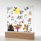 Halloween Party Acrylic LED Night Light Wooen Base Square Plaque