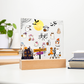 Halloween Party Acrylic LED Night Light Wooen Base Square Plaque