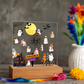 Halloween Party Acrylic LED Night Light Wooen Base Square Plaque