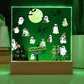 Halloween Party Acrylic LED Night Light Wooen Base Square Plaque