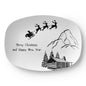 Christmas Platter | Santa & Reindeer Holiday Tray | Merry Christmas Cabin Scene | Festive Holiday Serving Dish