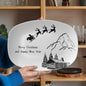 Christmas Platter | Santa & Reindeer Holiday Tray | Merry Christmas Cabin Scene | Festive Holiday Serving Dish