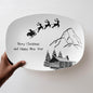Christmas Platter | Santa & Reindeer Holiday Tray | Merry Christmas Cabin Scene | Festive Holiday Serving Dish