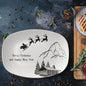 Christmas Platter | Santa & Reindeer Holiday Tray | Merry Christmas Cabin Scene | Festive Holiday Serving Dish