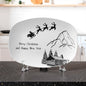 Christmas Platter | Santa & Reindeer Holiday Tray | Merry Christmas Cabin Scene | Festive Holiday Serving Dish