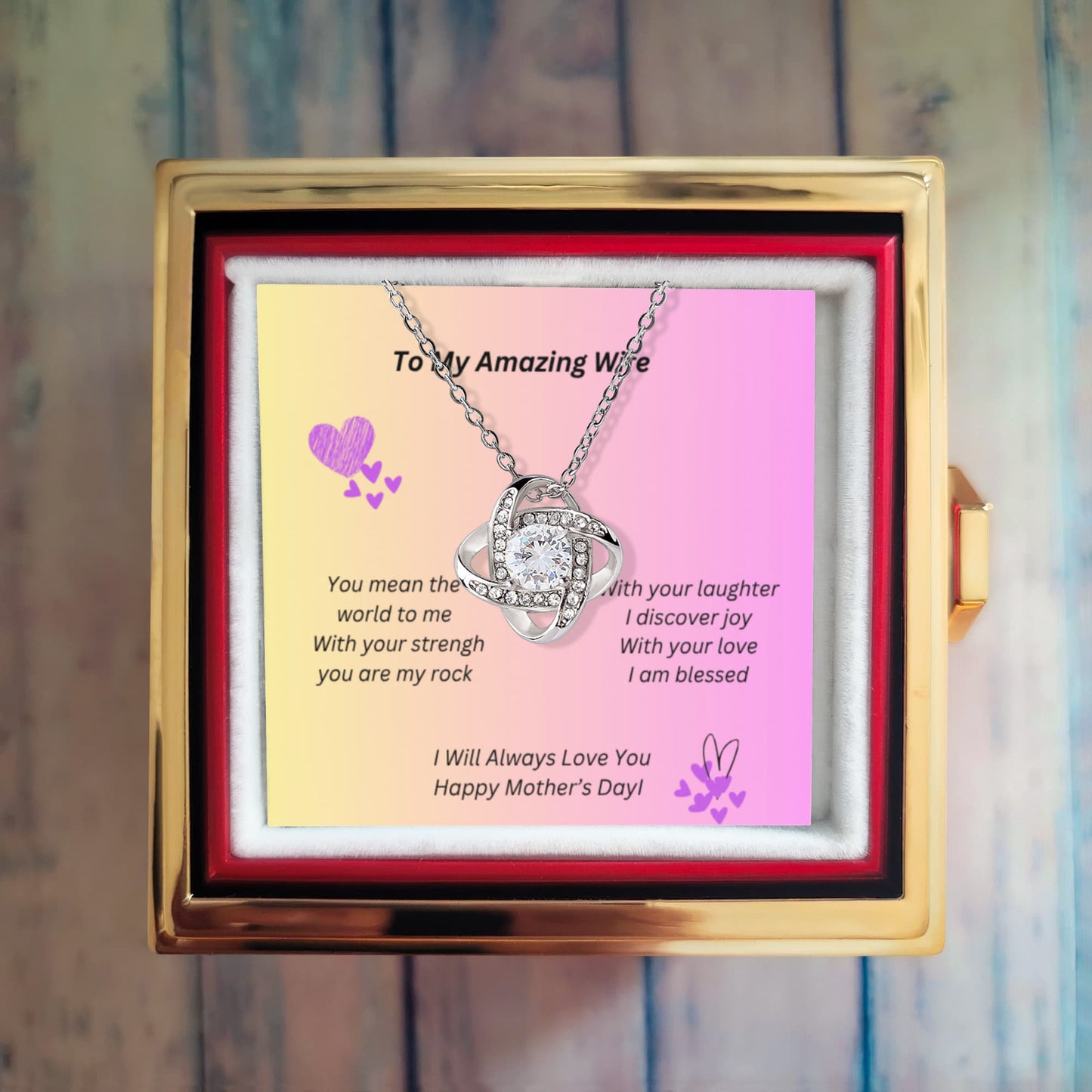 Love Knot Necklace "To My Amazing Wife" With Beautiful Gift Box