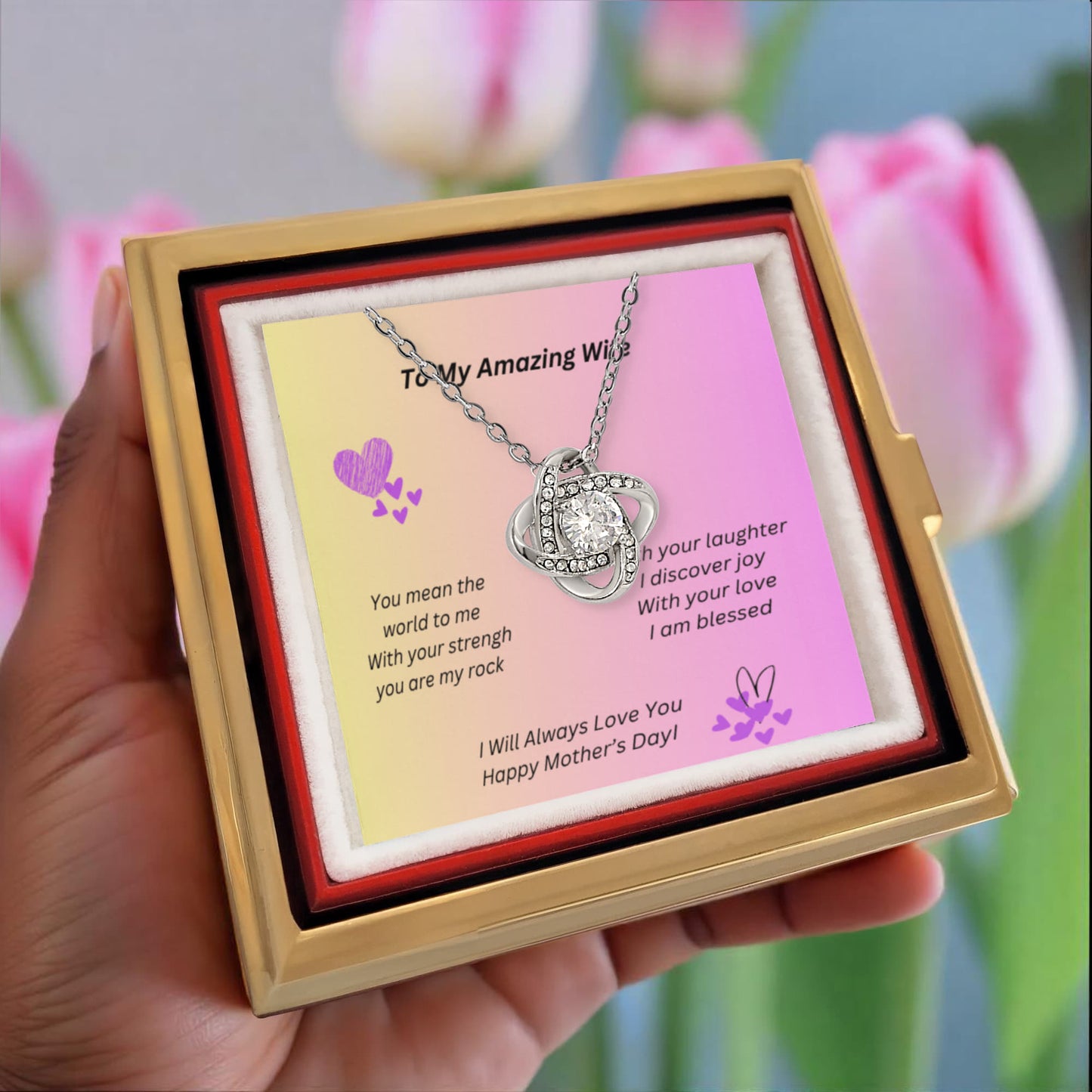 Love Knot Necklace "To My Amazing Wife" With Beautiful Gift Box