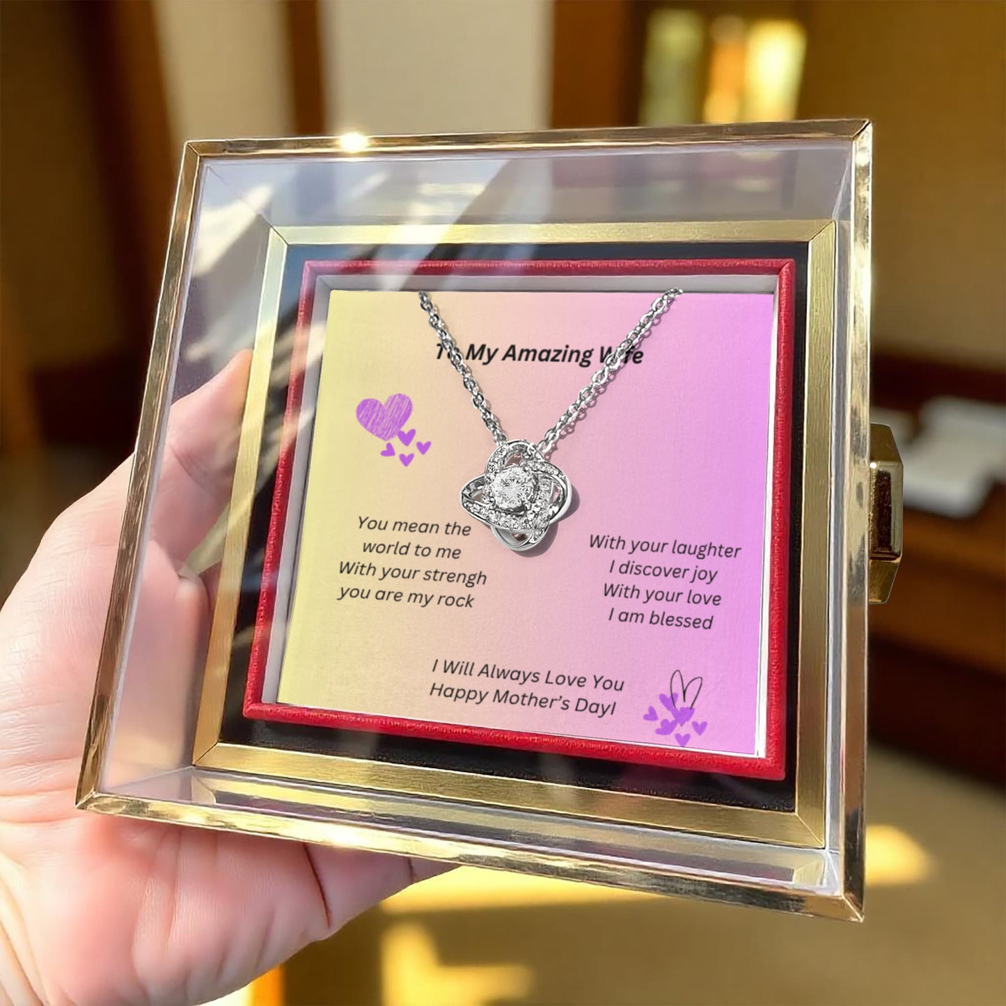 Love Knot Necklace "To My Amazing Wife" With Beautiful Gift Box