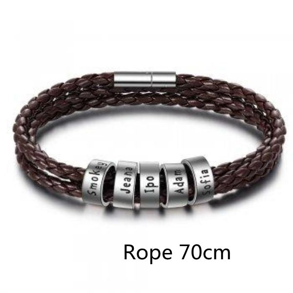 Personalized Braided Genuine Leather Bracelet